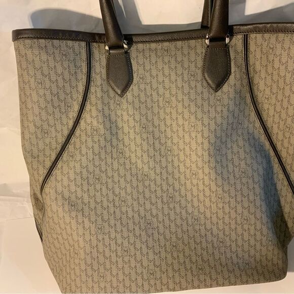 MONTBLANC  BROWN GRAY SIGNATURE BAG PVC LEATHER ITALY Excellent - Picture 4 of 16